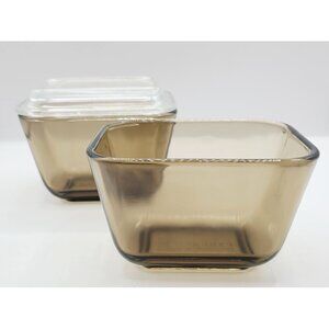 Vintage Pyrex 501-B Lid Brown Glass Refrigerator Dish Set With 1 Lid *Read*